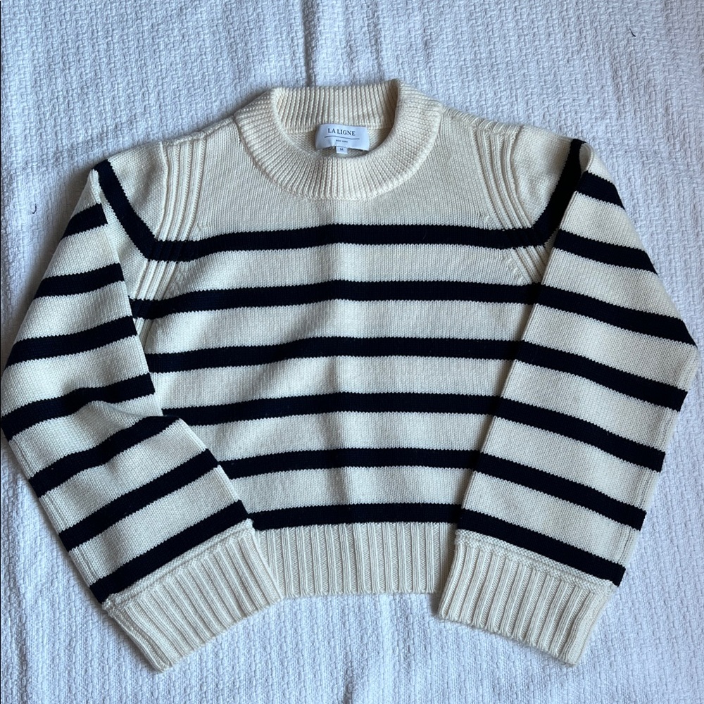 La Ligne Jack Striped Cream and Navy Sweater